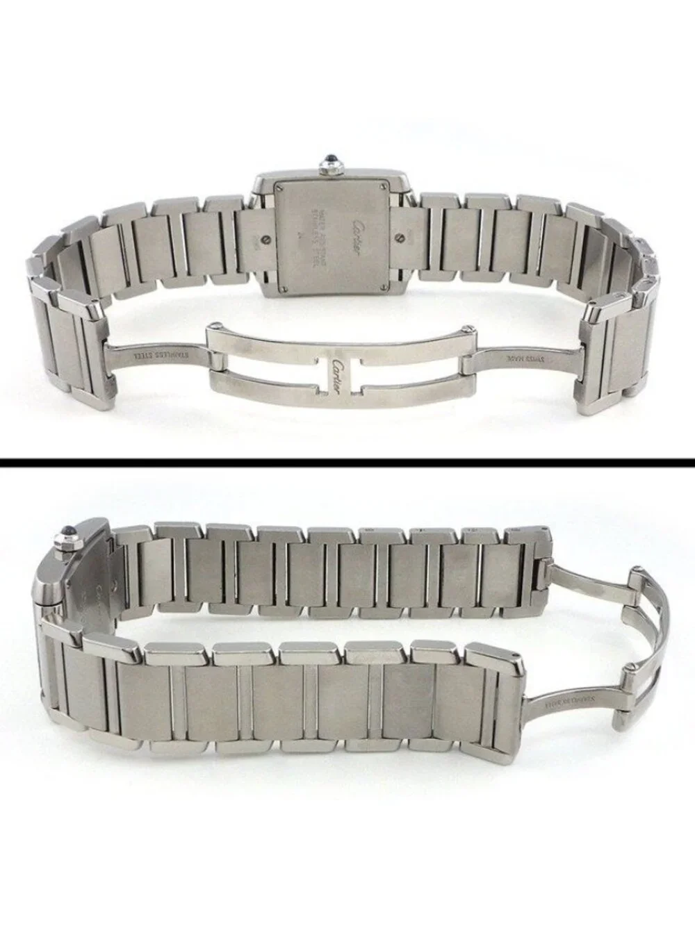 Cartier Watch Tank Francaise MM Square Ivory Dial Roman Index Date SS Quartz